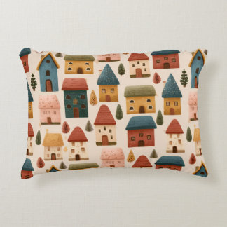 Rustic Festive Christmas Houses Seamless Pattern Accent Kussen