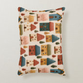 Rustic Festive Christmas Houses Seamless Pattern Accent Kussen (Voorkant(Verticaal))