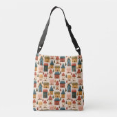 Rustic Festive Christmas Houses Seamless Pattern Crossbody Tas (Achterkant)