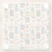 Rustic Festive Christmas Houses Seamless Pattern Glazen Onderzetter (Achterkant)