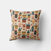 Rustic Festive Christmas Houses Seamless Pattern Kussen (Achterkant)