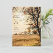 Rustic Field Gold Autumn Evening Sunset Wedding Kaart (Staand voorkant)