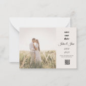 Rustic Field Photo Save the Date with QR Code Notitiekaartje (Voorkant)