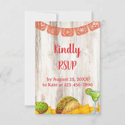 Rustic Fiesta RSVP Card with Optional QR Code (Devant)