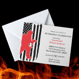 Rustic Firefighter Retraite Party Invitation