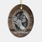 Rustic First Kerstman Custom Photo Ornament (Rechts)