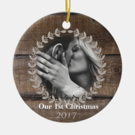 Rustic First Kerstman Custom Photo Ornament