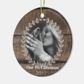 Rustic First Kerstman Custom Photo Ornament (Links)
