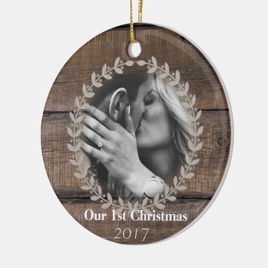Rustic First Kerstman Custom Photo Ornament (Links)