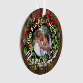 Rustic First Kerstman Mr Mrs Couple Wedding Phot Ornament (voorkant)