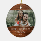 Rustic First Kerstmis als Mr. & Mrs. Keramisch Ornament (Links)