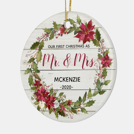 Rustic First Kerstmis als Mr & Mrs Ornament (Links)