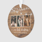 Rustic First Kerstmis Mr Mrs Photo Collage Lights Ornament (voorkant)