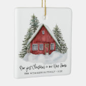 Rustic First Kerstmis New Home Woodland Keramisch Ornament (Rechts)