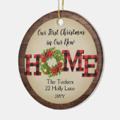 Rustic First kerststartfoto met foto van speelbal Keramisch Ornament (Links)