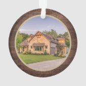 Rustic First kerststartfoto met foto van speelbal Ornament (achterkant)