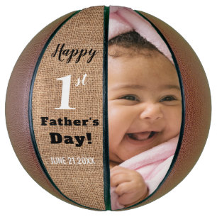 Rustic First Vaderdag Persoonlijke foto Basketbal