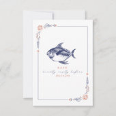 Rustic Fish Red & Blue Beach Wedding RSVP (Devant)
