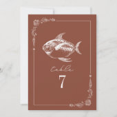 Rustic Fish Terracotta Mariage Numéro de table (Devant)
