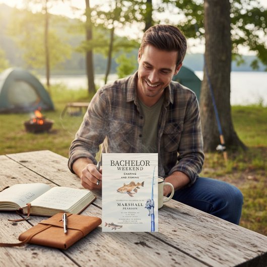 Rustic Fishing Bachelor Weekend Invitation