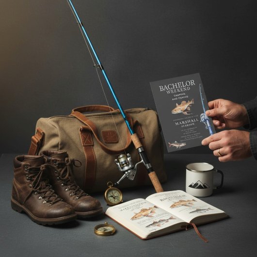 Rustic Fishing Bachelor Weekend Invitation Feestdagenkaart