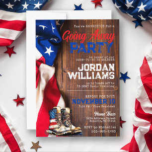 Rustic Flag Militaire Soldier Going Away Party Kaart