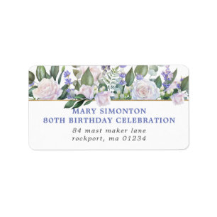 Rustic Floral 80th Birthday Party Return Address Etiket