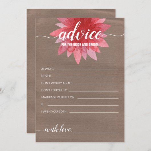 Rustic Floral Advice voor het Vrijgezellenfeest va Advieskaart (Voorkant / Achterkant)