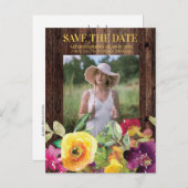 Rustic Floral Afstuderen Save Date Notice Uitnodiging Briefkaart (Voorkant / Achterkant)