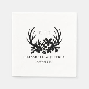 Rustic Floral Antler Woodland Wedding Napkins Servet