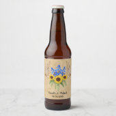 Rustic Floral Antlers bruiloft Favor Bier Etiket (Voorkant)