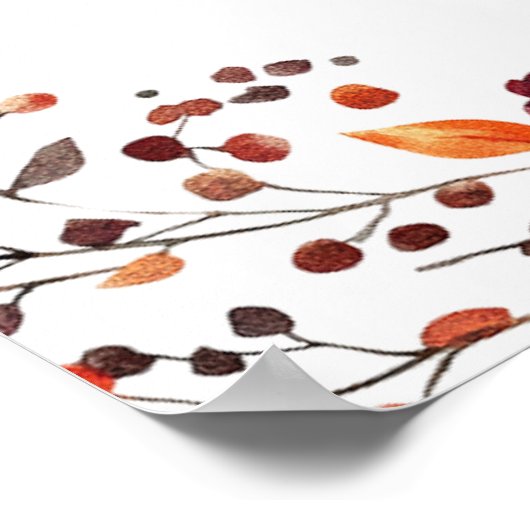 Rustic Floral Autumn Mariage de automne Affiche de (Coin)