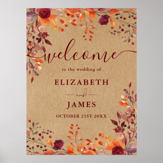Rustic Floral Autumn Mariage de automne Affiche de (Devant)