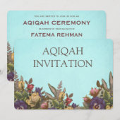 Rustic Floral Baby Girl Aqiqah Kaart (Voorkant / Achterkant)