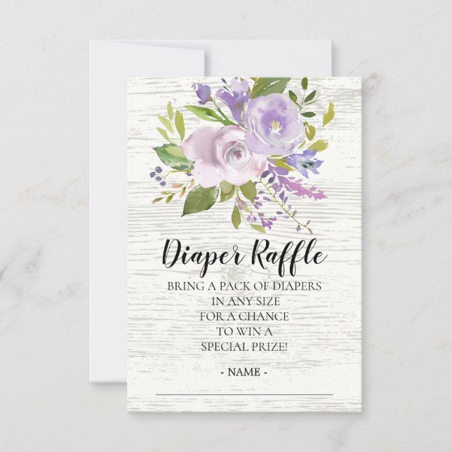 Rustic Floral Baby shower Diaper Raffle Ticket (Voorkant)