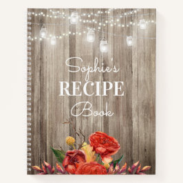 Rustic Floral Barn Wood & Lights Recipe Journal Notitieboek