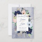 Rustic Floral Beach Nautical Save the Date Kaart (Voorkant)