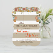 Rustic Floral Bird Swing Bridal Shower Invitation Kaart (Staand voorkant)