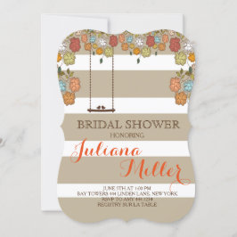 Rustic Floral Bird Swing Bridal Shower Invitation Kaart