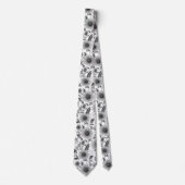 Rustic Floral Black And White Sunflower  Stropdas (Voorkant)