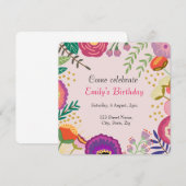 Rustic Floral Bloom Birthday Party Kaart (Voorkant / Achterkant)
