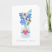 Rustic Floral Blue Bedankkaart (Voorkant)