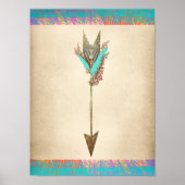 Rustic Floral Bohemian Arrow Poster (Voorkant)
