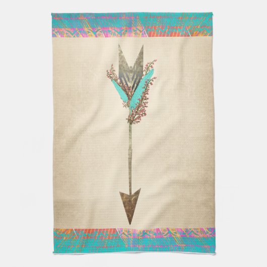 Rustic Floral Bohemian Arrow Theedoek (Verticaal)