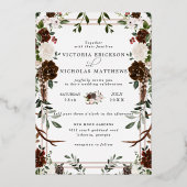 Rustic Floral | Boho Botanical Wedding Invitation Folie Uitnodiging (Voorkant)