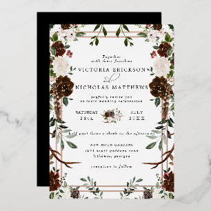 Rustic Floral   Boho Botanical Wedding Invitation Folie Uitnodiging