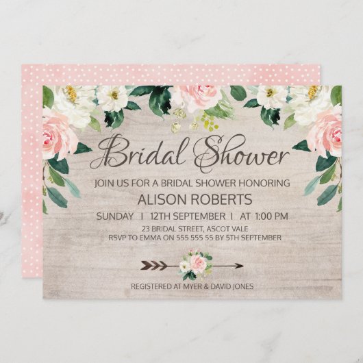 Rustic Floral Boho Bridal Shower Kaart (Voorkant / Achterkant)