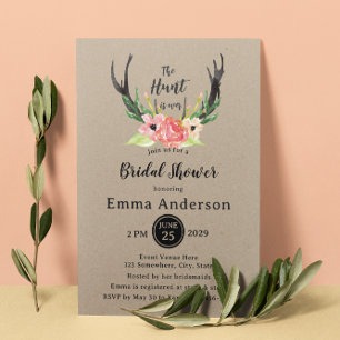 Rustic Floral Boho Hunt is over Vrijgezellenfeest Kaart