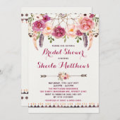 Rustic Floral Boho Uitnodiging Vrijgezellenfeest (Voorkant / Achterkant)