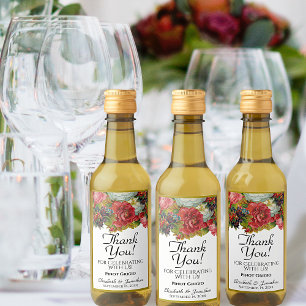 Rustic Floral Boho Wedding Bedankt Mini Wijn Etiket